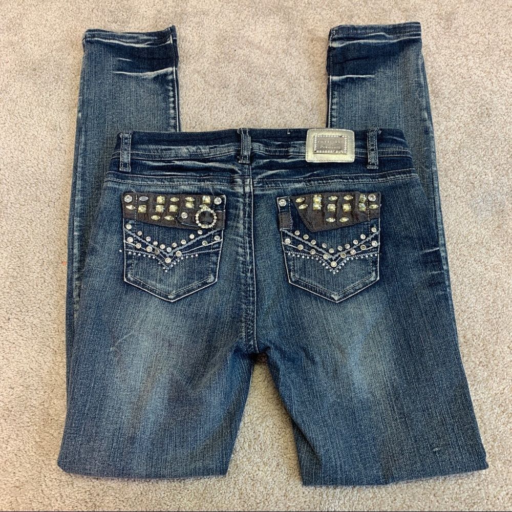 Embellished Blue Skinny Jeans